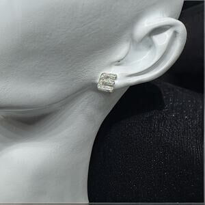 Initial E Post Earrings Glitter Sparkle Letter Black Holographic Stud Alphabet